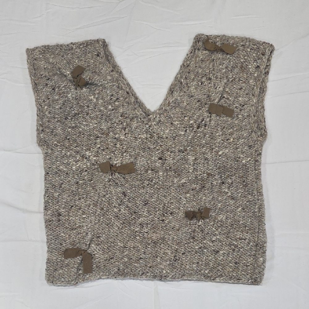 Vintage Women's Tweed Vest with Bow Accents